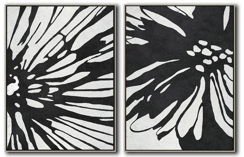 Large Abstract Art Handmade Painting,Set Of 2 Minimal Painting On Canvas - Xl Large Canvas Art